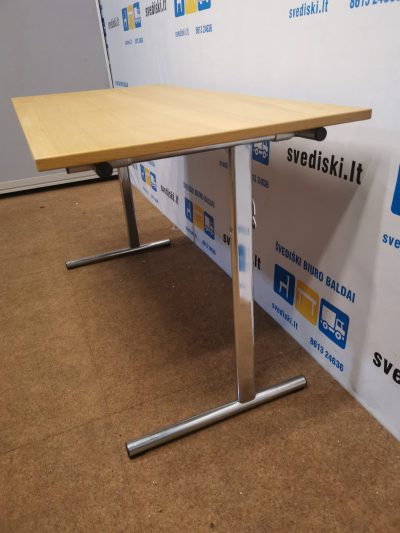 120*60cm Ąžuolo Lukšto Sulankstomas Stalas Su Chromuotomis Kojomis, Švedija