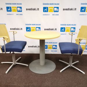 Kinnarps Komplektas Su 2 Yin Mėlynomis Kėdėmis Ir Apvaliu Stalu, Švedija