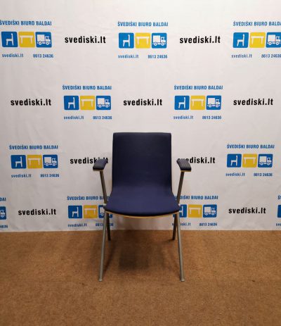 Švediški.lt EFG AVIA Tamsiai Mėlyna Lankytojo Kėdė Su Beržo Nugara, Švedija