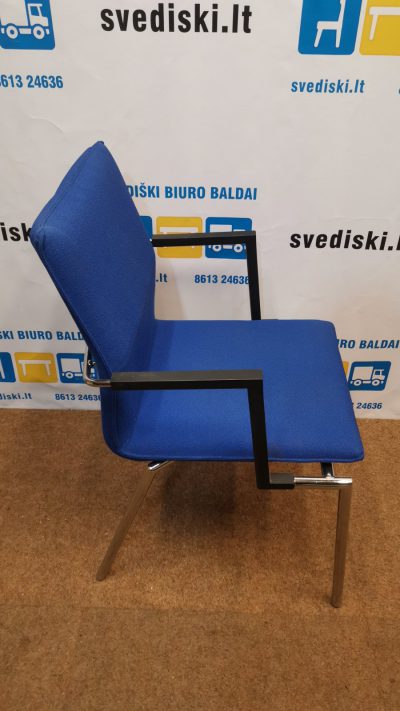 Švediški.lt Mėlyna Lankytojo Kėdė Su Chromo Rėmu, Švedija