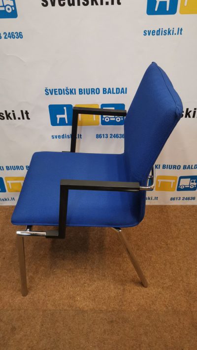Edsbyn Mėlyna Lankytojo Kėdė Su Chromo Rėmu, Švedija - Image 4