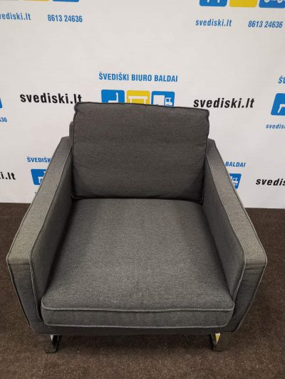 Švediški.lt Ikea Carb Pilkas Fotelis Su Chromo Kojomis, Švedija