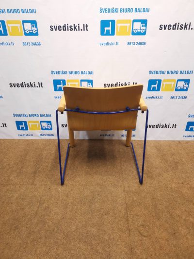 Thonet Kėdė Su Porankiais Ir Mėlynu Metaliniu Rėmu, Švedija