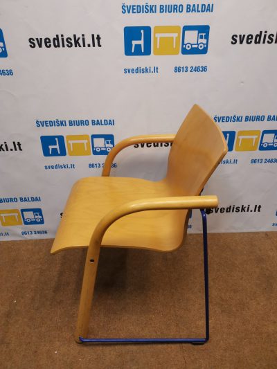 Thonet Kėdė Su Porankiais Ir Mėlynu Metaliniu Rėmu, Švedija