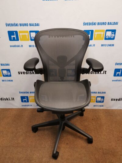 Herman Miller Aeron Grafito Spalvos Biuro Kėdė B Dydžio Su Nugaros Atrama Ir Porankiais, Vokietija