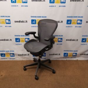 Herman Miller Aeron Remastered Grafito Biuro Kėdė B Dydžio Su 3D Porankiais, Vokietija