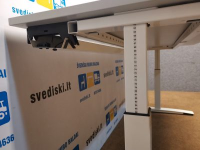 OKA Mechaniškai Reguliuojamo Aukščio Stalas Su Baltu 180x80cm Stalviršiu, Švedija