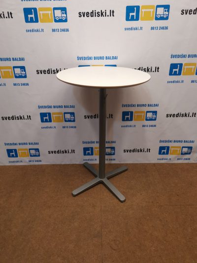 Ikea Billsta Apvalus Baro Stalas Su Baltu 70cm Skersmens Stalviršiu , Švedija