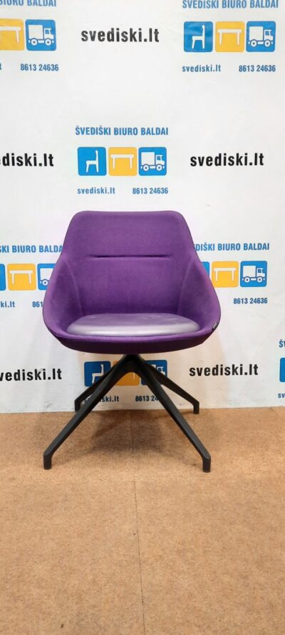 Offecct EZY Violetinė Kėdė Su Natūralios Odos Sėdyne, Švedija