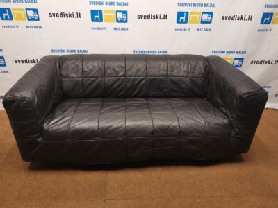 Sofa Su Ruda Natūralia Oda Ir Juodu Užvalkalu, Švedija