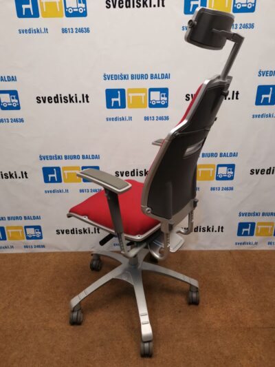 RH Ambio 220 Aliuminio Rėmo Biuro Kėdė Su Raudonu Audiniu, Švedija