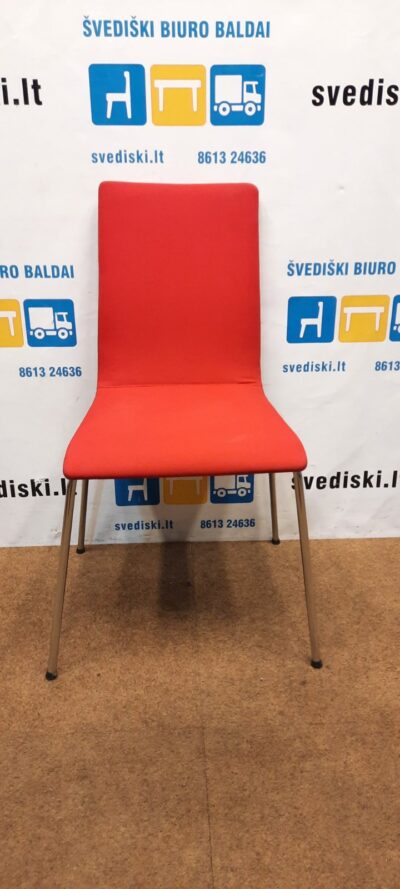 Raudona Lankytojo Kėdė Su Chromuotu Rėmu, Švedija