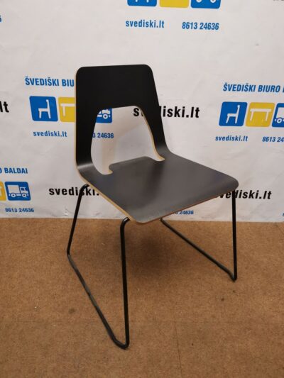 Juodos Faneros Kėdė Su Chromo Rėmu, Švedija