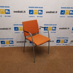 Lammhults Spira Oranžinė| Pilka Lankytojo Kėdė Su Pilku Rėmu Ir Porankiais, Švedija