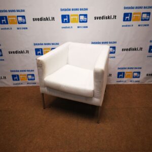 Ikea Klappsta Bemz Fotelis Su Baltu Raštuotu Audiniu, Švedija