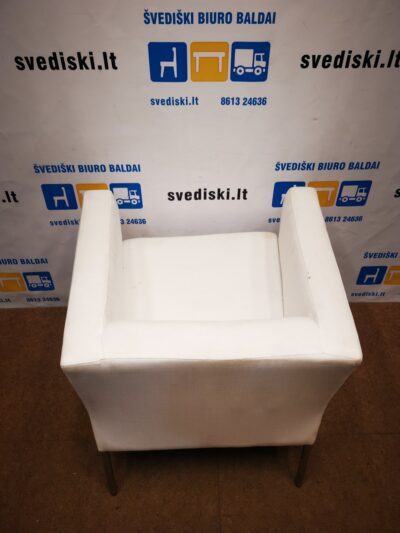 Ikea Klappsta Bemz Fotelis Su Baltu Raštuotu Audiniu, Švedija