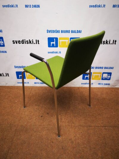 Skandiform Kėdė Su Žalsvu Audiniu Ir Porankiais, Švedija