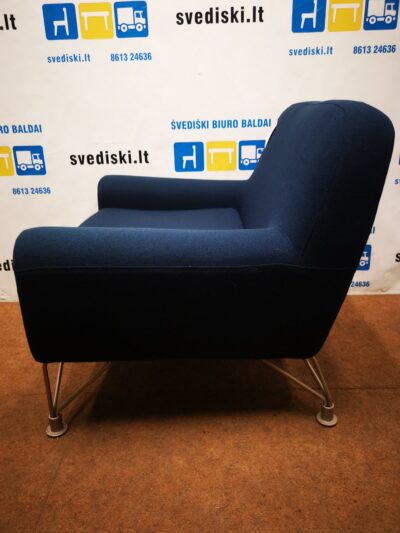 Eilersen Mėlynas Fotelis Su Metalinėmis Kojomis, Danija