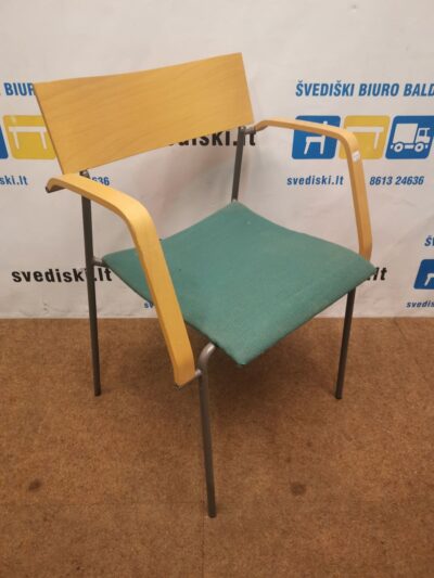 Lammhults Žalios Spalvos Kėdė Su Buko Porankiais Ir Atrama, Švedija