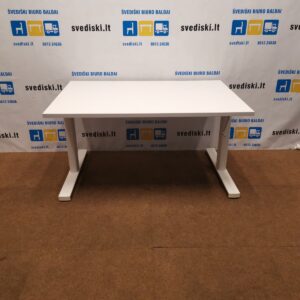 Mechaniškai Reguliuojamas Baltas Stalas Su 120x80cm Stalviršiu, Švedija