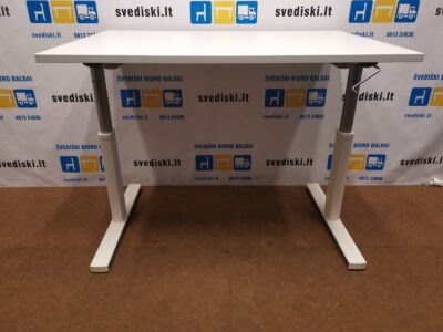 Mechaniškai Reguliuojamas Baltas Stalas Su 120x80cm Stalviršiu, Švedija