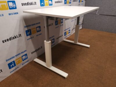 Mechaniškai Reguliuojamas Baltas Stalas Su 120x80cm Stalviršiu, Švedija