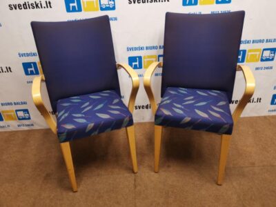 NKR Mėlyna Kėdė Su Buko Rėmu Ir Porankiais, Švedija