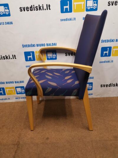 JOC Mėlyna Kėdė Su Buko Rėmu Ir Porankiais, Švedija