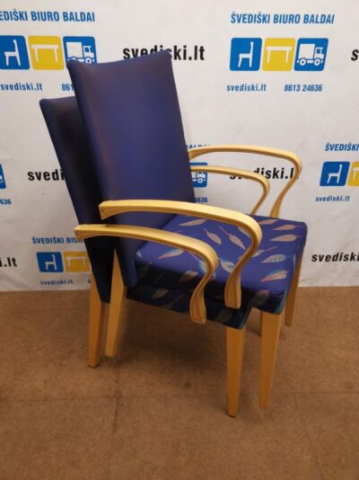 JOC Mėlyna Kėdė Su Buko Rėmu Ir Porankiais, Švedija