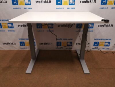 Stok-Sėsk Pilkas Elektra Reguliuojamas Stalas Su Baltu 120x80 cm Stalviršiu, Švedija