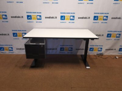Loctekmotion Naujas Juodas Elektra Reguliuojamas Stalas Su 139x75cm Stalviršiu Ir 3 Stalčių Dėžute, Vokietija