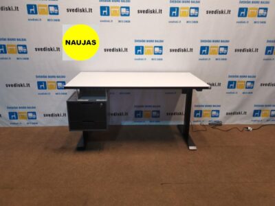 Loctekmotion Naujas Juodas Elektra Reguliuojamas Stalas Su 139x75cm Stalviršiu Ir 3 Stalčių Dėžute, Vokietija