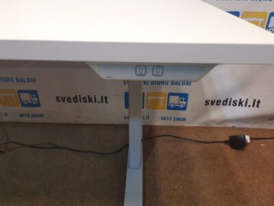 Linak Pilkas Stok-Sėsk Stalas Su Nauju Baltu 140x80cm Stalviršiu, Švedija
