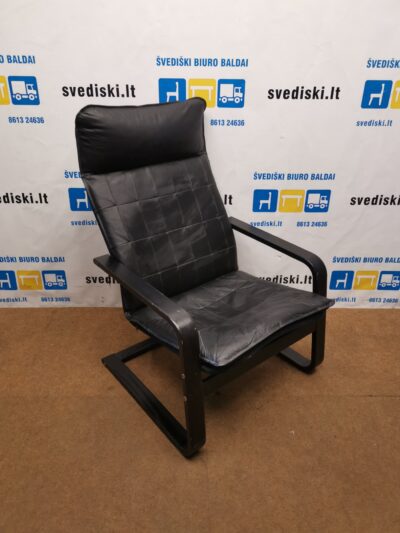 IKEA POANG Juodas Linguojantis Fotelis Su Eko Oda, Švedija