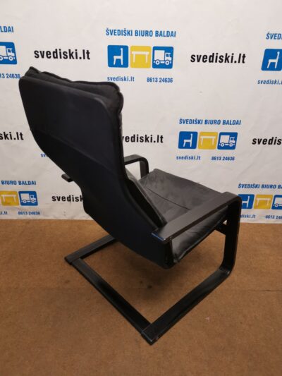 IKEA POANG Juodas Linguojantis Fotelis Su Eko Oda, Švedija