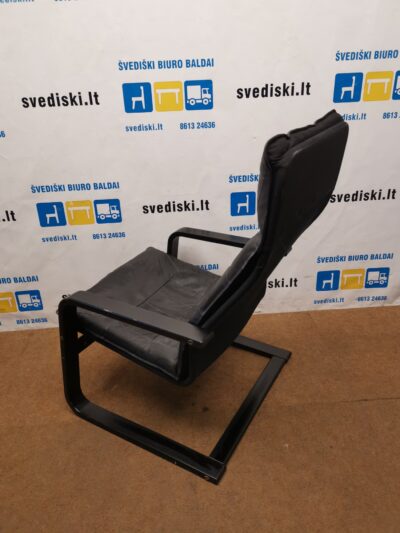 IKEA POANG Juodas Linguojantis Fotelis Su Eko Oda, Švedija
