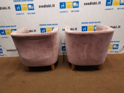 2 Rausvi Foteliai Su Veliūriniu Audiniu, Švedija