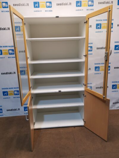 Buko Spinta Su Stiklinėmis Durimis Ir Uždara Dalimi 100cm pločio, 60cm gylio, Švedija