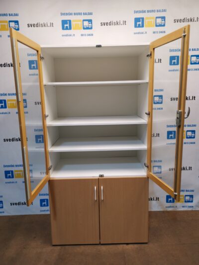 Buko Spinta Su Stiklinėmis Durimis Ir Uždara Dalimi 100cm pločio, 60cm gylio, Švedija