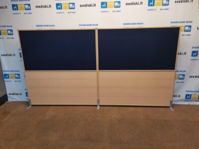 Medinė Pastatoma Akustinė Sienelė Su Mėlynos Spalvos Audiniu 140cm Pločio, Švedija