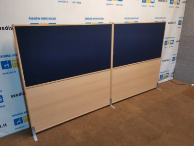 Medinė Pastatoma Akustinė Sienelė Su Mėlynos Spalvos Audiniu 140cm Pločio, Švedija