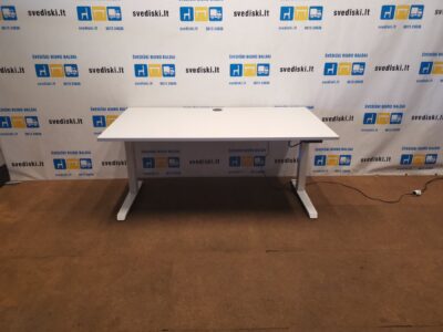 Stok-Sėsk Baltas Elektra Reguliuojamas Stalas Su 160x90 cm Stalviršiu, Švedija