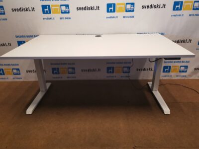 Stok-Sėsk Baltas Elektra Reguliuojamas Stalas Su 160x90 cm Stalviršiu, Švedija