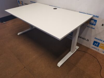 Stok-Sėsk Baltas Elektra Reguliuojamas Stalas Su 160x90 cm Stalviršiu, Švedija