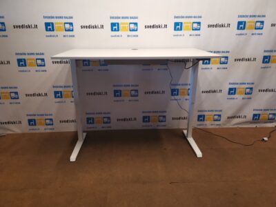 Stok-Sėsk Baltas Elektra Reguliuojamas Stalas Su 160x90 cm Stalviršiu, Švedija