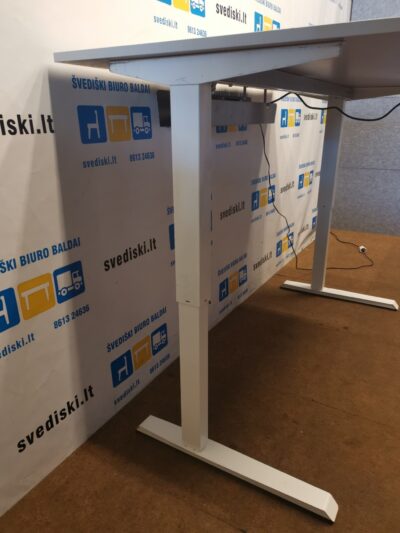 Stok-Sėsk Baltas Elektra Reguliuojamas Stalas Su 160x90 cm Stalviršiu, Švedija