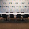 Konferencinis Baltas Stalas 312cm Ilgio Ir 10 Juodų Kėdžių, Švedija