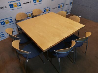 Beržo Stalas 130x130cm Ir 8 EFG LIISA Kėdės, Švedija