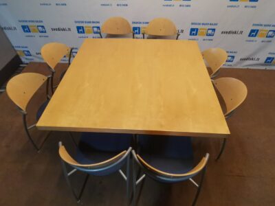 Beržo Stalas 130x130cm Ir 8 EFG LIISA Kėdės, Švedija