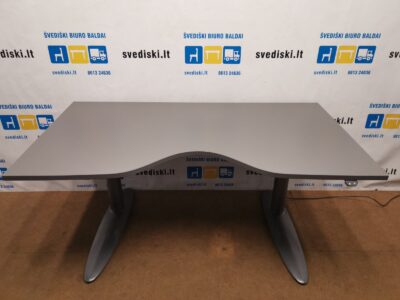 B8-3000 Pilkas Stok-Sėsk Stalas Su 140x85cm Stalviršiu, Danija